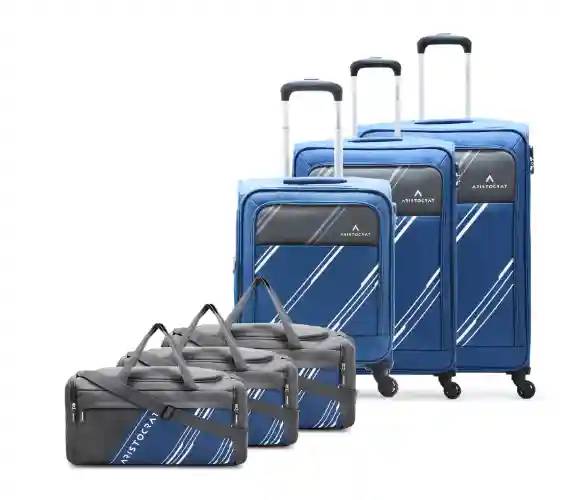  Aristocrat Trigon Hexa Luggage Set of 6 | 3 Trolley Bags (Cabin 55cm + Medium 69cm + Large 79cm)